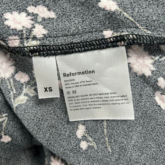 Reformation Jade Floral Open Back Midi Dress Black Pink V-Neck Cruise Size XS - Picture 7 of 7